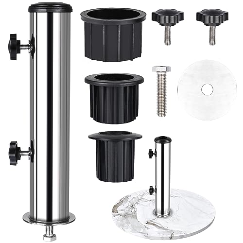 Universal Granit Umbrella Stand Tube Base,Outdoor Stainless Steel Stone Umbrella Umbrella Pole Replacement DIY Marble Flag Pole Stake Holder Umbrella Stand Parts (Marmor Slab Not Included)
