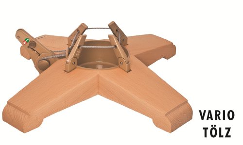KRINNER® Weihnachtsbaum Christbaumständer Vario Tölz Massivholz Buche Design 47cm inkl. Fußpedal-und Einseiltechnik für Baumhöhe bis 2,5m Wasser einfüllbar 95010