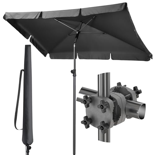 4smile Sonnenschirm Balkon SunnyShade, Sonnnenschutz Balkon SET 3-in-1, Anthrazit - UV50+ SunnyGuy Sonnenschirm rechteckig 200 x 125 cm + Sonnenschirmhalter Balkongeländer + Sonnenschirmhülle 4smile Sonnenschirm Balkon SunnyShade, Sonnnenschutz Balkon SET 3-in-1, Anthrazit - UV50+ SunnyGuy Sonnenschirm rechteckig 200 x 125 cm + Sonnenschirmhalter Balkongeländer + Sonnenschirmhülle