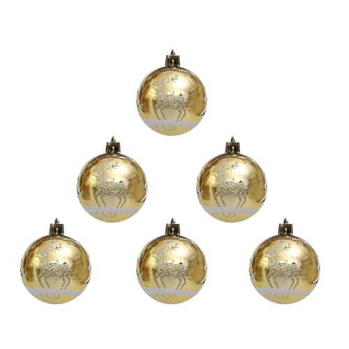 Elch Weihnachtskugeln 6er Set, Tannenbaum Kugeln, einschließlich Christbaumkugeln, die Sich für Weihnachtsbäume, Decken, Fenster, Kamine und Treppenhäuser eignen (A)
