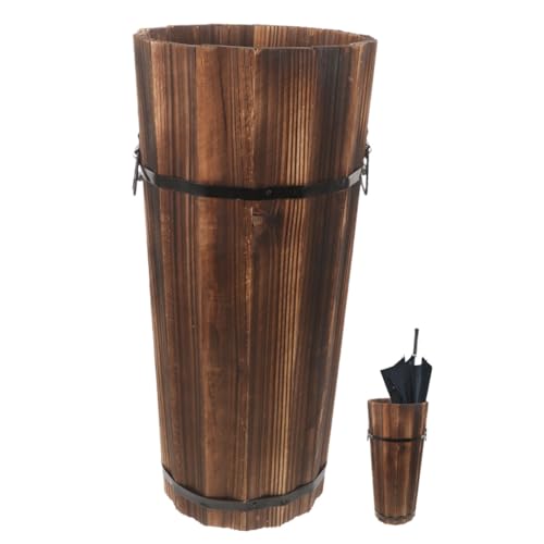 ORFOFE Hölzerner Regenschirmstand Regenschirm Hoher Schirmständer Auto Schirmständer Industrieschirmhalter Regenschirmhalter Fürs Auto Regenschirmhalter Eimer Schirmhalter Holz Brown