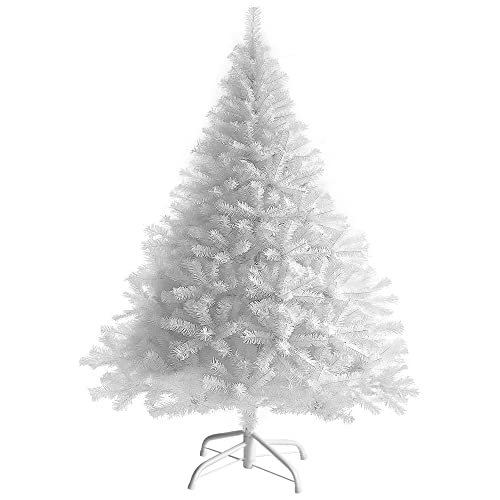 Homewit künstliche Weihnachtsbaum 180 cm(Ø ca. 105 cm), 1,8 M künstliche weiße Tannenbaum mit 900 Zweige, abziehbar zusammenklappbar und schwer entflammbar, Christbaum mit Metall Ständer(Ø ca. 45 cm)