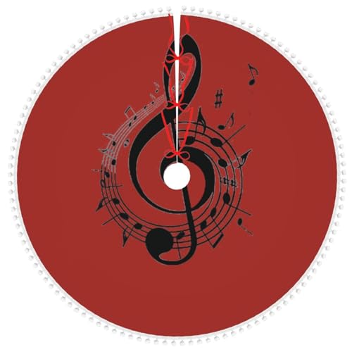 Musik bedruckte Weihnachtsbaumdecke, 76,2 cm, Weihnachtsbaumrock, Bauernhaus, Weihnachtsdekoration, Baummatte für Urlaub, Party, Dekoration für Zuhause, drinnen und draußen