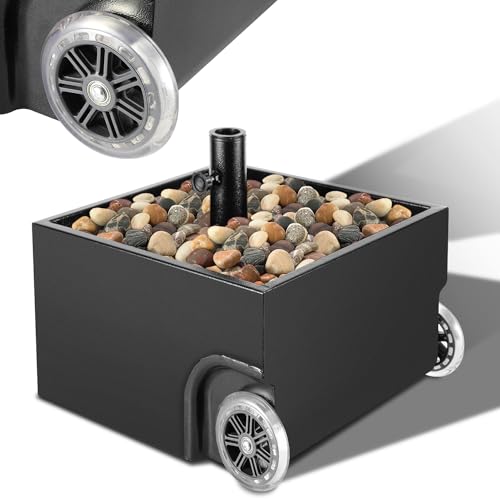 Daromigo Sonnenschirmständer mit Rollen 77kg Schirmständer Schwer für Schirmstangen 38/48 mm,Bepflanzbar Schirmständer befüllbar mit Ablaufloch,Schirmständer fahrbar für Terrasse Garten