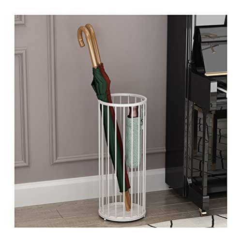 Moderner Schirmständer aus Eisen, Schirmhalter für den Eingangsbereich, mit 4 Haken Abtropfschale, 24 x 58 (Farbe: Weiß, Größe: 24 x 58)