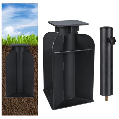 SLIIMU Offset Umbrella Base, Universal Metall Bodenplatte mit Sonnenschirm Standrohre Geliefert für Ampelschirme, Sonnenschirmständer, Bodenhülse für Kurbelschirm, zum Einbetonieren, 7.5 kg, Schwarz