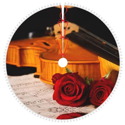 Geigenblatt Musik gedruckt Weihnachtsbaum Rock 76,2 cm Weihnachtsbaum Rock Bauernhaus Weihnachtsdekorationen Baummatte für Urlaub Party Dekor für Zuhause Indoor Outdoor