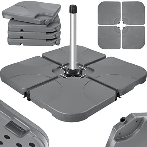 KESSER® Sonnenschirmständer 4-teilig Schirmgewicht Schirmständer für Ampelschirm Bodenkreuz 60 Liter / 80 kg befüllbar mit Wasser oder Sand Inkl. Metallverbinder Ampelschirmständer Kunststoff, Grau