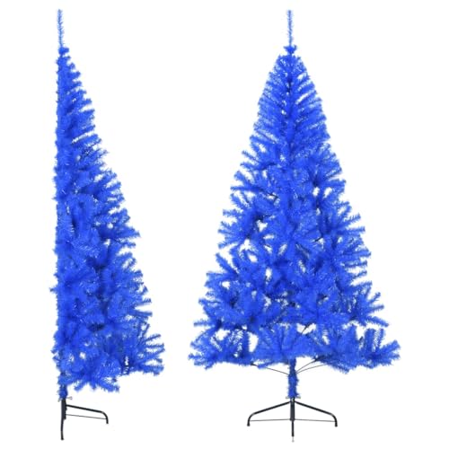 FENLAX Halb-Weihnachtsbaum mit Ständer 180 cm H Unechter Tannenbaum Christbaum Weihnachtsdeko artificialtree Kunstbaum Weihnachtsbaum Hoch PVC&Stahl Blau