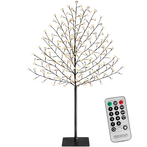 Monzana® Kirschblütenbaum 180 cm 200 LED Warmweiß Außen Innen Timer Künstlich Groß Deko Weihnachten Weihnachtsdeko Kirschbaum Leuchtbaum Lichterbaum