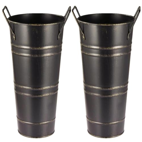 Hugsweet 2 Stück Regenschirmständer Schirmständer für den Eingangsbereich 2 Stück Regenschirmständer aus Metall,Blumeneimer Vintage Bodenvase für Zuhause, Einkaufszentrum, Büroeingang