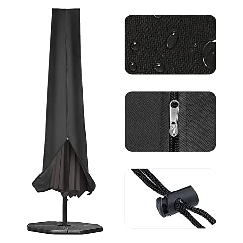 Schutzhülle für Sonnenschirm, 190x25x50cm Abdeckhauben für Sonnenschirm 600D Oxford-Gewebe PVC-Beschichtung mit Reißverschluss Passend für 1,8 m bis 3,4 m Große Sonnenschirme, Schwarz