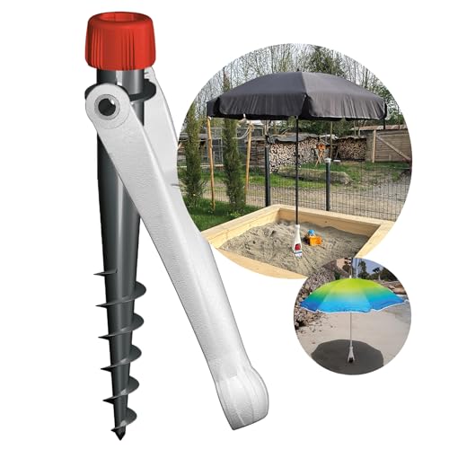 Krinner Vario Drill Sonnenschirmständer Sonnenschirmhalter Bodendübel weiß für Strand Erde Wiese Garten Freizeit und Camping Made in Germany, 20004