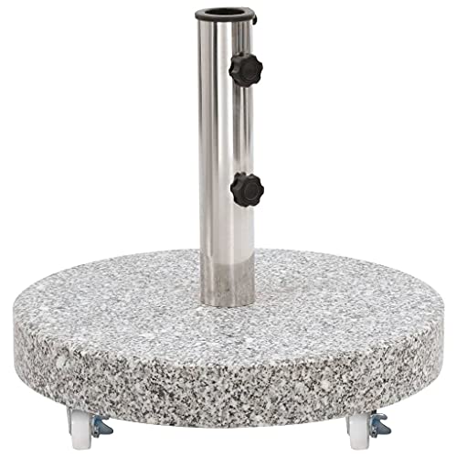 CLALER Rund Sonnenschirmständer 30kg, polierter Granit Schirmständer, Sonnenschirm Schirmfuß mit Rollen, Grau