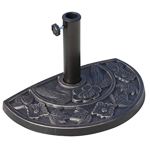 Outsunny Sonnenschirmständer aus Edelstahl Schirmständer mit Griffe, halbrund Schirmhalter, Schirmgewichtfür Sonnenschirm Ø3,8-Ø4,8 cm, für Balkon, Terasse, Garten, Bronze