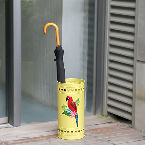 Schirmständer Schirmhalter, Schirmständer aus Metall, runder Schirmhalter im Vintage-Stil, Vogelmuster, Schirmmöbel, Gehstockständer für Flurhotel (