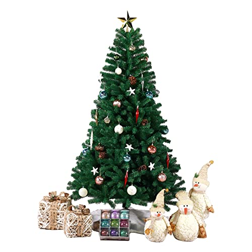 Weihnachtsbaum Künstlich, Yamctopy Künstlicher Weihnachtsbaum 180cm mit 1220 Zweige, Christbaum Schwer Entflammbar PVC Tannenbaum mit Sturdy Metall Ständer- Grün