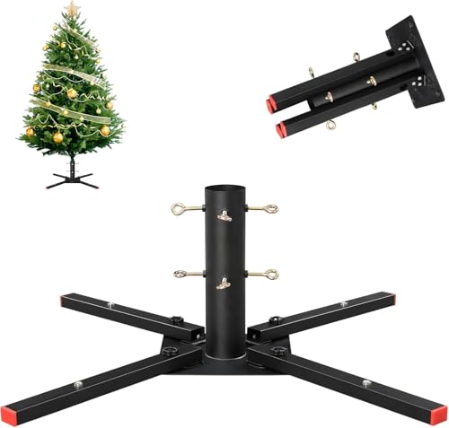 Christbaumständer Weihnachtsbaumständer, Universeller Robuster klappbarer Weihnachtsbaumständer aus Metall für Baumstämme mit Durchmesser als 3.5cm für 122-305cm künstliche Weihnachtsbäume/Schwarz