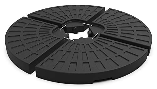 VOUNOT Sonnenschirmständer 4-teilig, Ampelschirmständer, Platten Schirmständer für Ampelschirm mit Bodenkreuz, befüllbar mit 52 L Wasser o. 100 kg Sand, Schwarz
