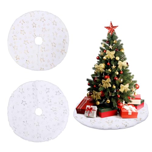 Weihnachtsbaumdecke Rund,2PCS Weihnachtsbaum Decke,Weihnachtsbaumrock mit Stern,Weihnachtsbaumrock, Weihnachtsbaum Röcke 40CM,Weihnachtsbaum Rock für Weihnachten Urlaub Dekoration Baumschmuck (Sterne)