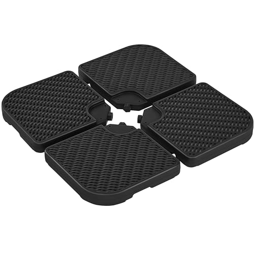Yaheetech Sonnenschirmständer 4 Stücke Schirmständer in Rattan-Optik Schirmhalter mit Wasser/Sand Befüllbar 105 cm L × 105 cm B × 7,5 cm H Schwarz