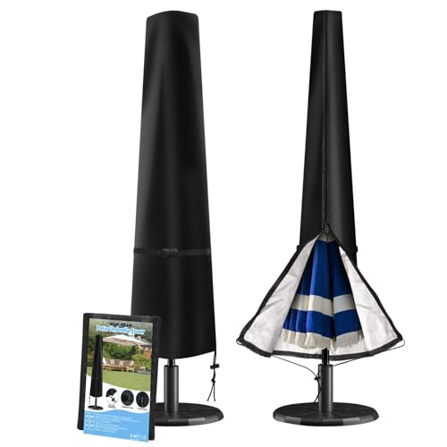 Wanocean Sonnenschirm Schutzhülle, Abdeckhauben für Sonnenschirme bis ca. 300cm, 420D Oxford Schirmhülle, Wasserdicht, Anti-UV, Passend für Gartenhof und Strand (190x30/40/50cm)