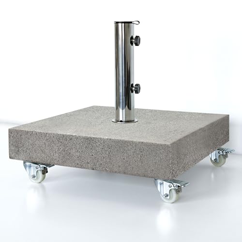 osoltus Granit Schirmständer 60kg eckig 50x50 Doppelbolzen Rollen