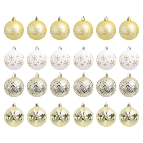 Weihnachtskugeln, Weihnachtskugeln - 24 bruchsichere Weihnachtskugeln bemalt - Weihnachtskugeln für Weihnachtsbaum Decke