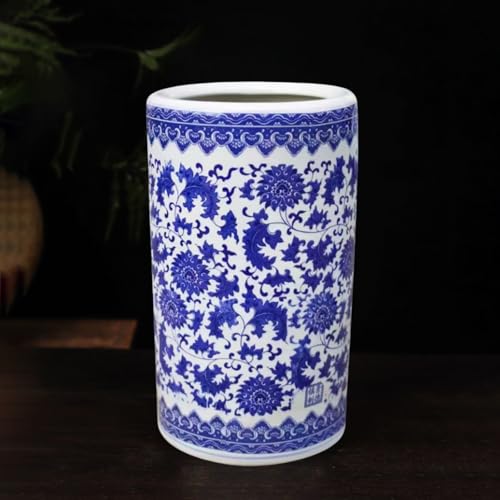 BEBANE Keramik-Schirmständer, Vintage-Keramik-Schirmst� �nder, handgefertigt, blau-weißes Porzellan mit Blumenmuster, multifunktionales bemaltes Porzellan(C,45 * 27cm/17.7 * 10.6in)