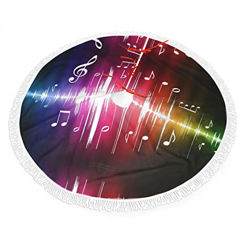 Weihnachtsbaumdecke mit Musik, bedruckt, mit Quaste, Baumbodenabdeckung für Weihnachtsbaum, Weihnachtsdekoration, 76,2 cm