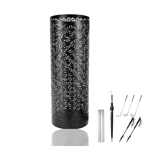 Sightday Schirmständer,Metall Regenschirmständer Am Eingang,Gerunde Freistehender Schirmständer Regenschirm,Regenschirm Ständer Für Regenschirme,Spazierstöc ke,Packpapier,Trekkingst� �cke(Schwarz)