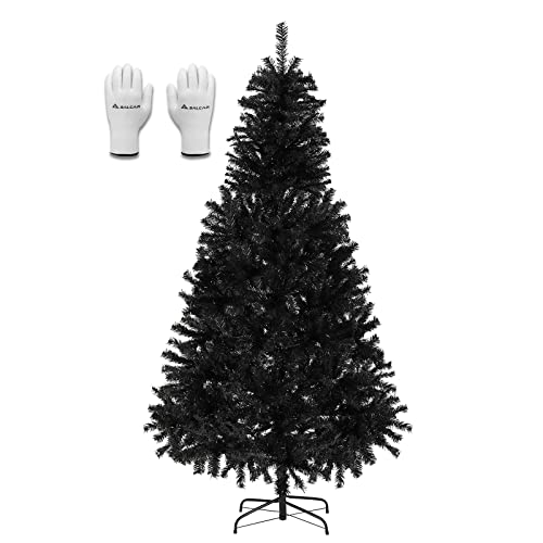 SALCAR Weihnachtsbaum Künstlich 180 cm Schwarz, Künstlicher Tannenbaum mit Handschuhen und Metallständer, Weihnachtsbäume als Weihnachtsdeko Innen