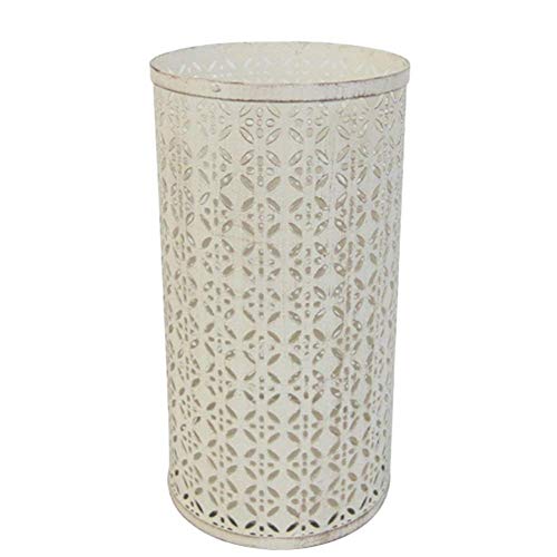 Schirmständer im Vintage-Stil, beige, Metall, rund, für die Dekoration von Haustüren und Eingangsbereichen, lang und kurz, freistehender Halter für Gehstöcke und Spazierstöcke (weiß, 24 × 24