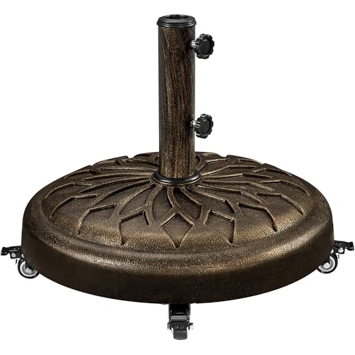 Yaheetech 24,7 kg Sonnenschirmständer mit Rollen ø50,6 cm Schirmständer Sonnenschirm Stabiler Schirmhalter für Schirmstangen von 34/38/48 mm für Garten/Balkon/Strand, Bronze