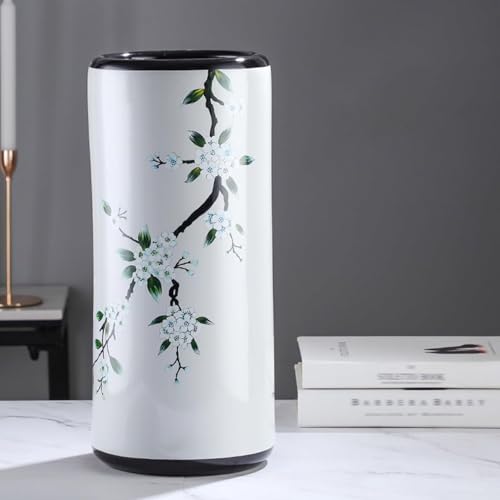 GUAWJRZDP Bemalter Keramik-Schirmständer, Vintage-Regenschirmständ er Für Den Eingangsbereich, Freistehender Stockhalter, Multifunktionaler Schirmständer Und Blumenvase Für Zuhause(White 2)