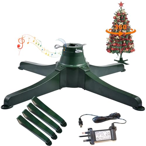 Musikalischer Weihnachtsbaumständer Mit 360° Funktion, Integriertem Lautsprecher, Automatischer Drehung In Beide Richtungen, Für Weihnachtsbäume Bis Zu 2,4/3m Höhe, Maximale Tragkraft 36kg 80cm