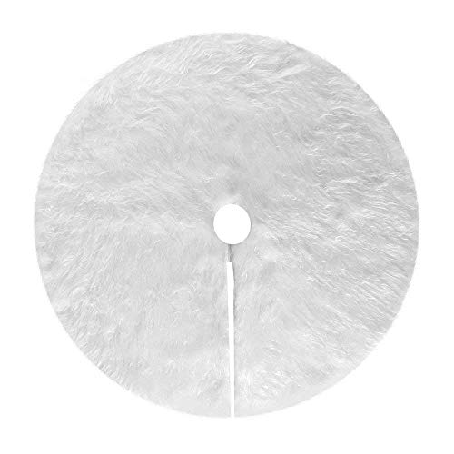 ZED- Weißer Plüsch Weihnachtsbaum Rock 90cm Weihnachtsbaumdecke Groß Weiß Luxus Kunstfell Weihnachtsbaum Röcke Ornaments für Weihnachten Baum Rock Deko Weiß Weihnachtsdekoration Weiß