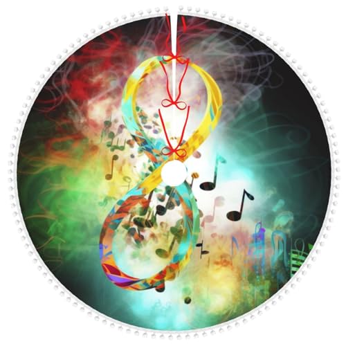 Weihnachtsbaumdecke mit abstraktem Musik-Symbol, mit Bommel, weicher Plüsch-Weihnachtsbaum-Ab deckung für rustikale Weihnachtsbaum-Dekoration en