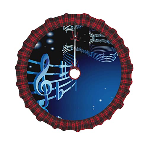 Blauer Weihnachtsbaumrock mit Musik, 76,2 cm, kariert, Leinenimitat, Baumrock, Weihnachtsbaumschmuck für Urlaub, Heimdekoration, Party, Weihnachten