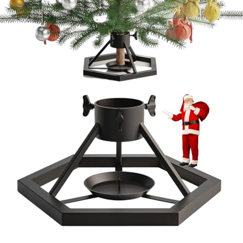 NWELD Weihnachtsbaumständer Metall - Christbaumständer Schwarz, Stabil Baumständer - Weihnachtsbaum Ständer groß - Christmas Tree Stand Loft & Industrial Design, Tannenbaumständer (Sechseckig)