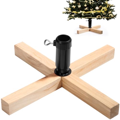 Soaoo Weihnachtsbaumständer aus Holz, 39,7 cm, Ersatz-Weihnachtsbaumstä nder, Standfuß, stabil, gefälschter Weihnachtsbaumsockel mit Rändelschraube, verstellbar, passend für 0,5 bis 1,26 Zoll