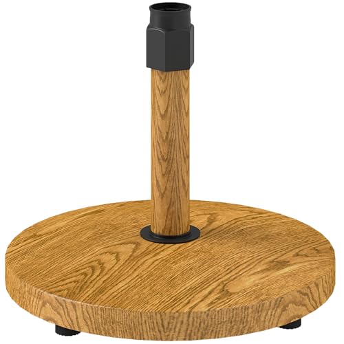 Outsunny Sonnenschirmständer aus Beton, Schirmständer mit Verstellbare Fußpads, Rund Schirmhalter, Schirmgewicht, Ständer für Sonnenschirm Ø36/38/48 mm, für Balkon, Terasse, Garten, Naturholz