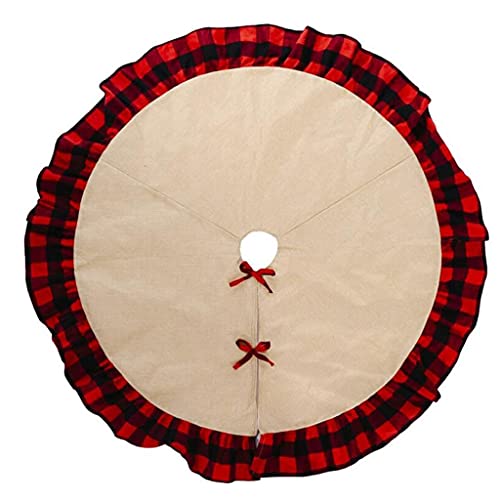 weihnachtsbaumrock Weihnachtsbaum Röcke Leinwandgitter Bewerben Sie sich for Innen  Outdoor Party saisonale Dekoration (Größe: 120cm, Material: Bettwäsche) ( Color : Red )