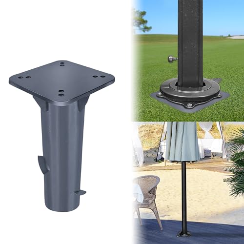 YZNAHRE Universal Bodenplatte Schirmständer Sonnenschirmständer für Sonnenschirme, Robust Metall Bodenanker Bodenhülse, Dunkelgrau