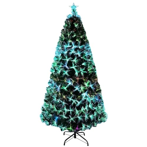 XMTECH 180cm LED Künstlicher Weihnachtsbaum mit Glasfaser-Farbwechsler und Sternspitze Tannenbaum Christbaum PVC Nadeln, ideal für Zuhause und im Büro,Bunte Glasfaser XMTECH 180cm LED Künstlicher Weihnachtsbaum mit Glasfaser-Farbwechsler und Sternspitze Tannenbaum Christbaum PVC Nadeln, ideal für Zuhause und im Büro,Bunte Glasfaser