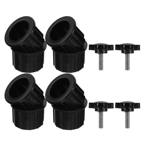 SEWACC 4 Stück Schirmständer Zubehör Wetterfeste Schirmständerabdeckung aus Robustem Kunststoff Passgenau für Schwere Sonnenschirmständer Im Außenbereich mit M8 Schrauben Schwarz