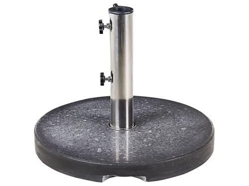 Beliani Garten Sonnenschirmständer Granit/Edelstahl rund schwarz ? 45 cm Modern Ceggia