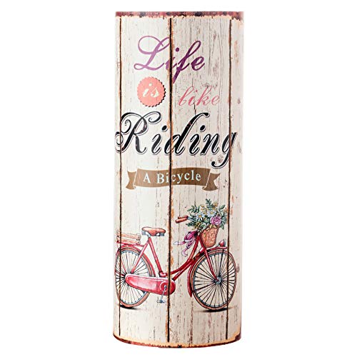 Rebecca Mobili Schirmständer Regenschirm Rund Canvas Beige Dekoration Hochwertig Canvas Beige Shabby Eingang Flur Haus - 49 x 20 x 20 cm (H x B x T) - Art. RE4760