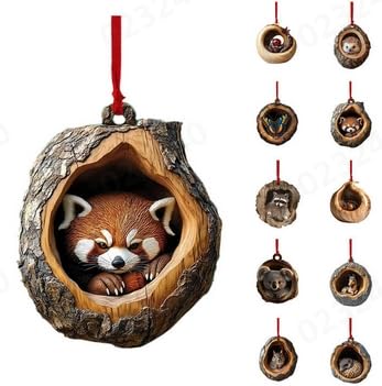 10 Stück Tier-Weihnachtsschmuck Weihnachtsbaum Tiermuster 2D Acryl Ornament Tierdekoration saisonal für Weihnachtsbaum Decke Weihnachten Andenken Fenster Ornamente (Weiß, 8 cm)