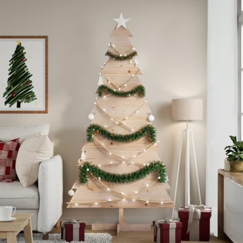 Tidyard Weihnachtsbaum Holz zum Schmücken Tannenbaum Christbaum Holzbaum DIY Weihnachten Dekoration, Dekobaum Weihnachtsdeko 180 cm Massivholz Kiefer